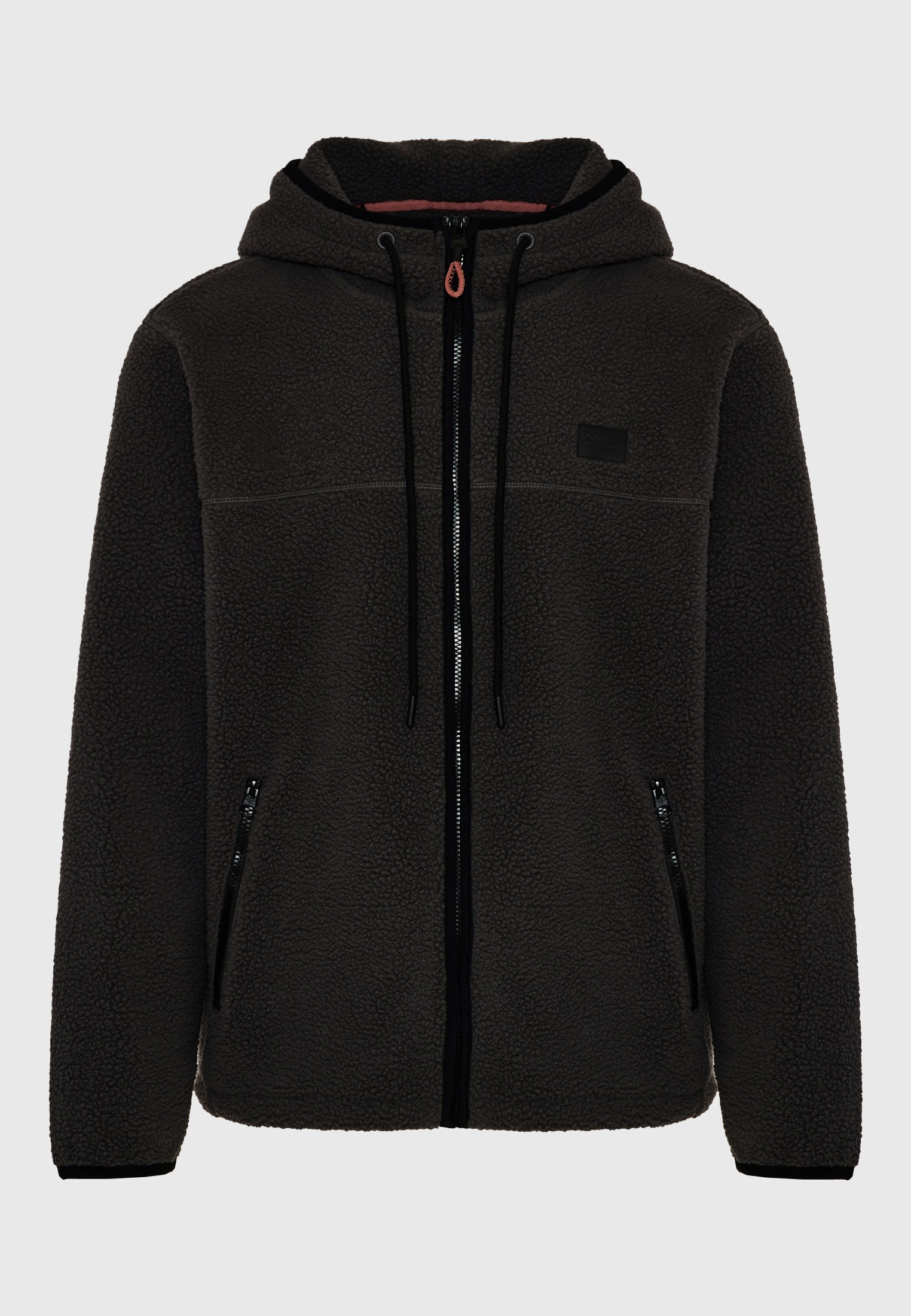 Relaxed fit fleece ζακέτα φούτερ με τσέπες και φερμουάρ φωτογραφία