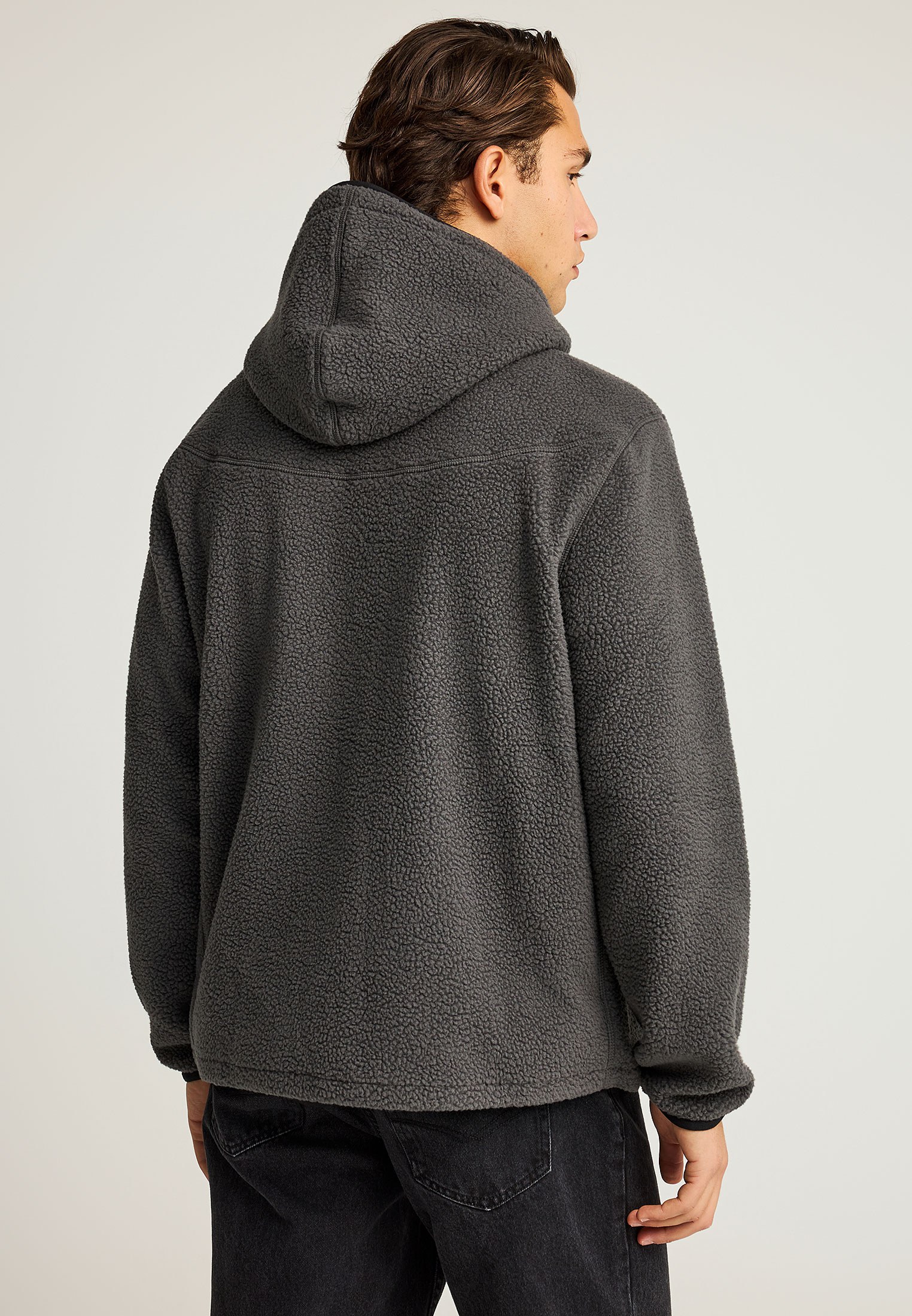 Relaxed fit fleece ζακέτα φούτερ με τσέπες και φερμουάρ φωτογραφία