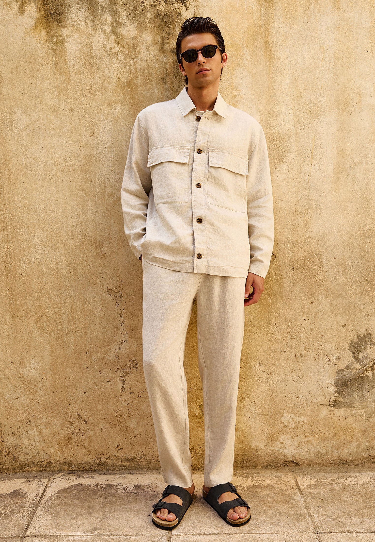 Ανδρικό comfort fit λινό chino παντελόνι