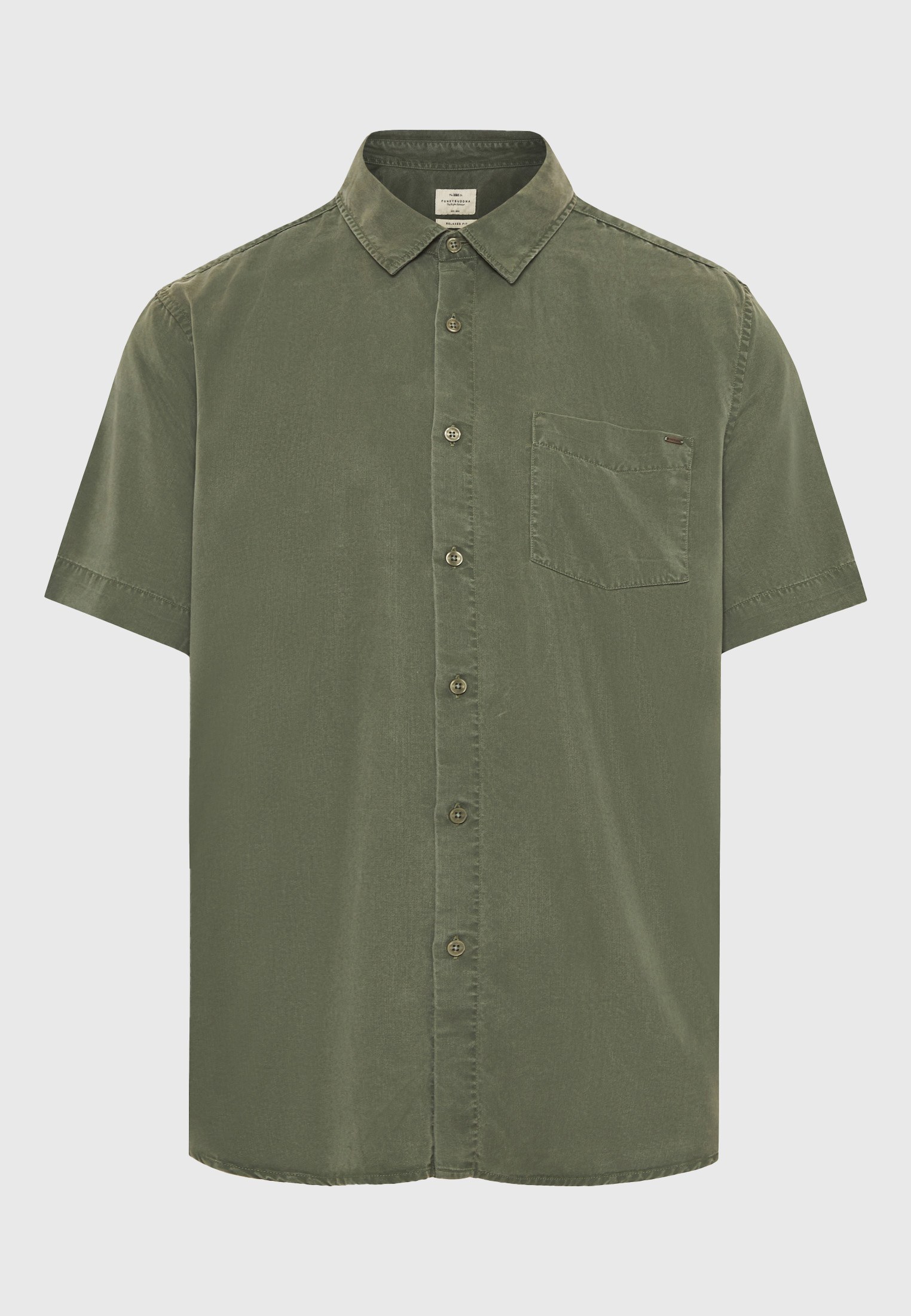 FUNKY BUDDHA - ΣΗΜΑΝΤΙΚΟ: Σε περίπτωση διαφοράς τιμής από το κατάστημα ισχύει παντα και μόνο η τιμή του καταστήματος Ανδρικό lyocell fabric πουκάμισο με τσέπη στο στήθος