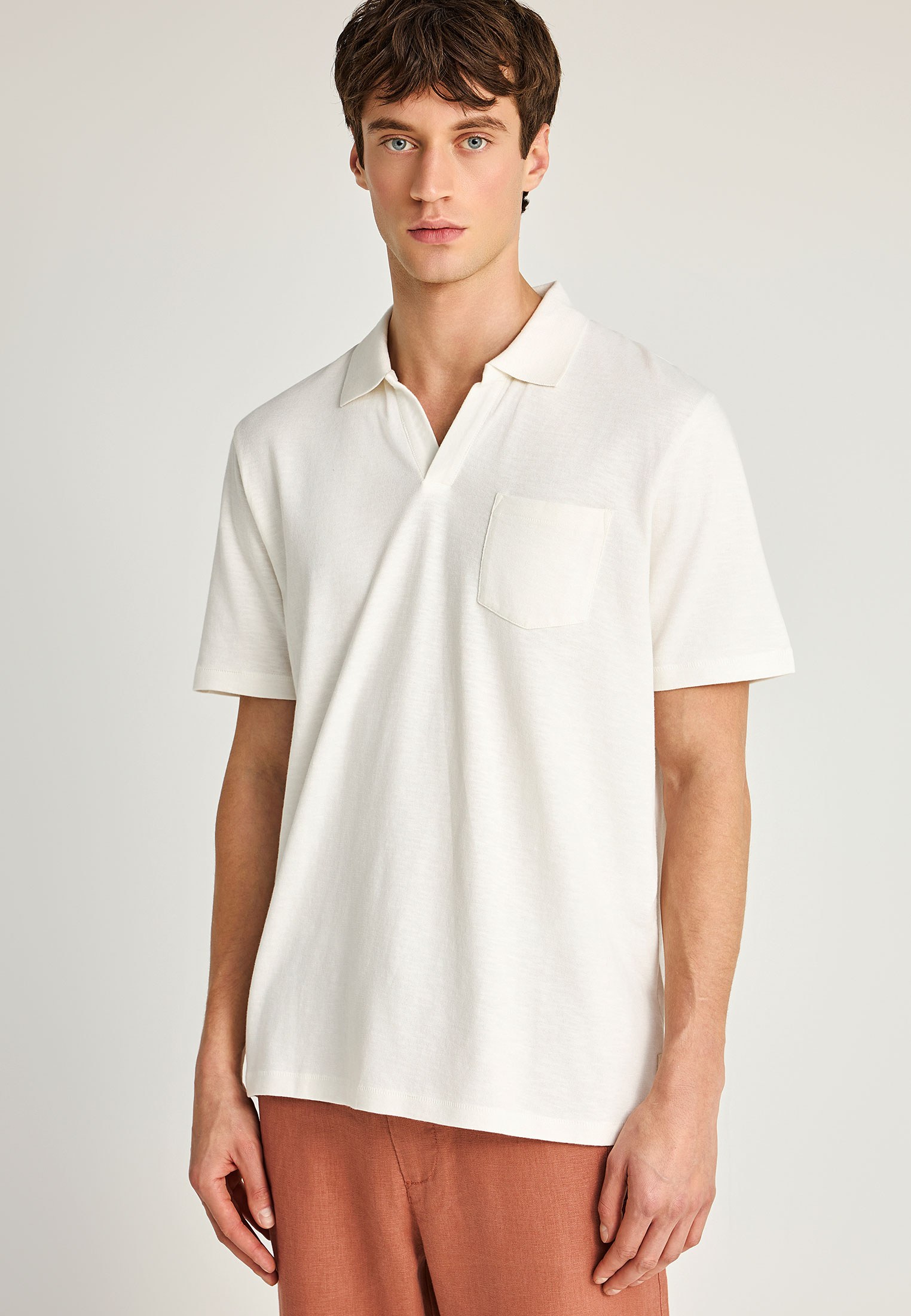 Ανδρική μονόχρωμη μπλούζα polo relaxed fit