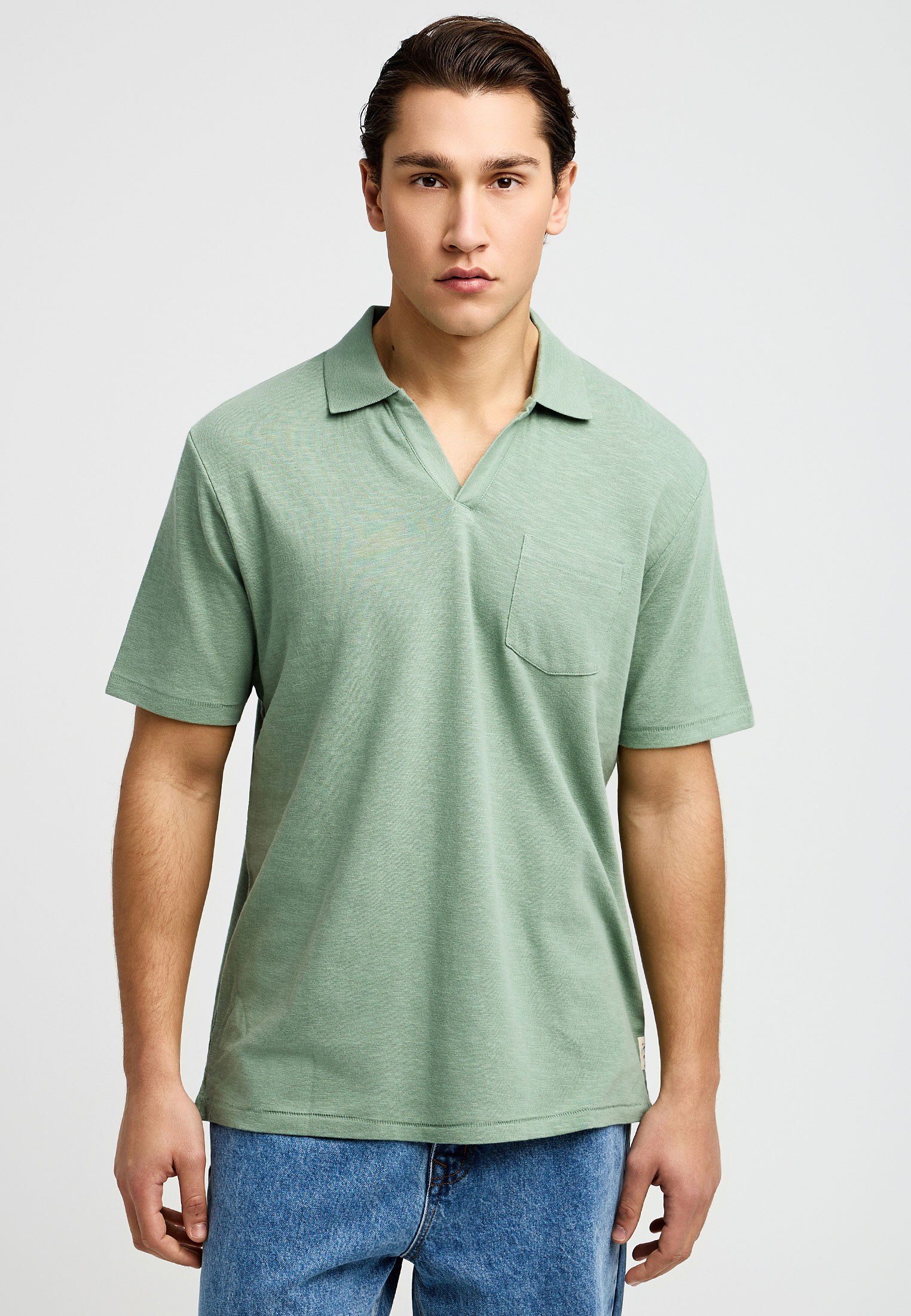 Ανδρική μονόχρωμη μπλούζα polo relaxed fit