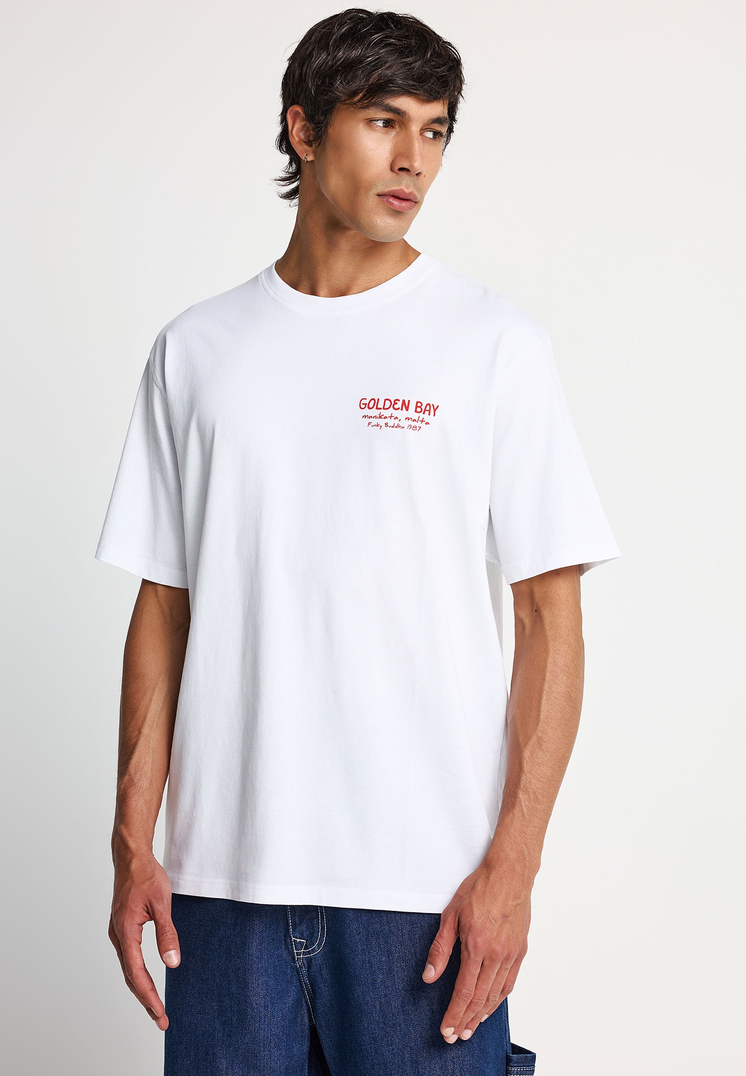 Ανδρικό relaxed t-shirt με τύπωμα στην πλάτη