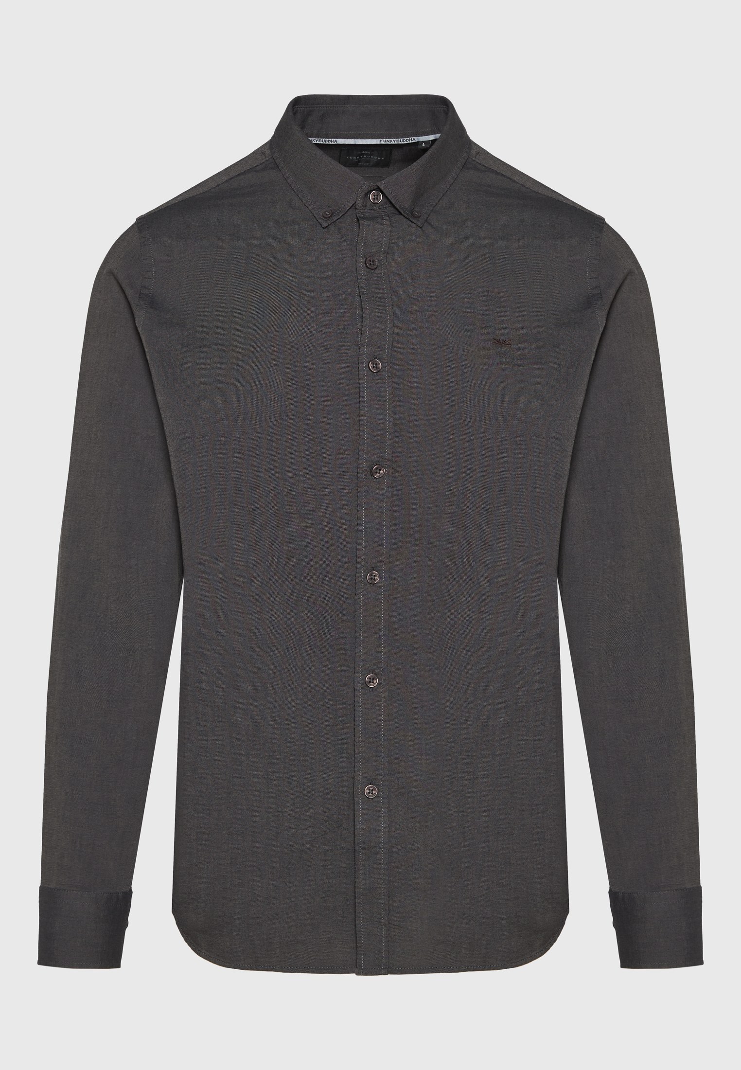 Funky Buddha Ανδρικό Βαμβακερό Πουκάμισο με Button-Down Γιακά Ρούχα Πουκάμισα Μονόχρωμα
