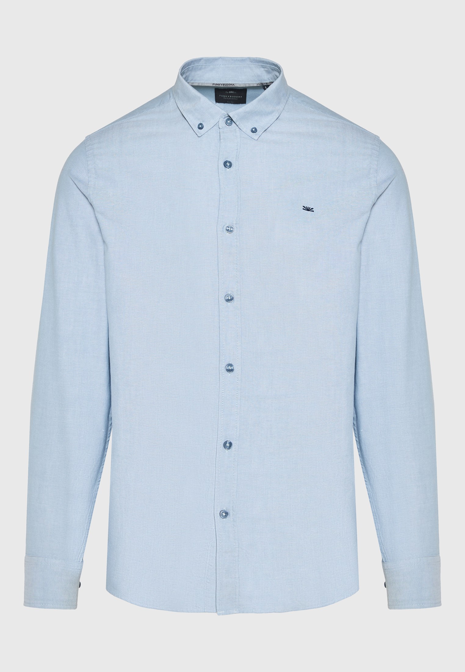 Funky Buddha Ανδρικό Βαμβακερό Πουκάμισο με Button-Down Γιακά Ρούχα Πουκάμισα Μονόχρωμα