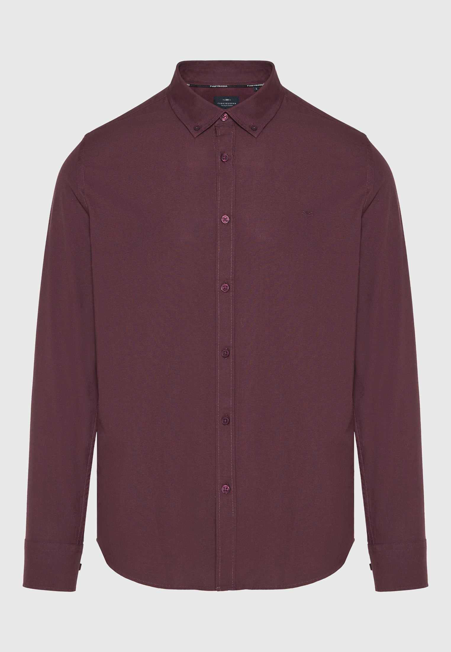 Funky Buddha Ανδρικό Basic Πουκάμισo από Βαμβάκι με Γιακά Button-Down Ρούχα Πουκάμισα Μονόχρωμα