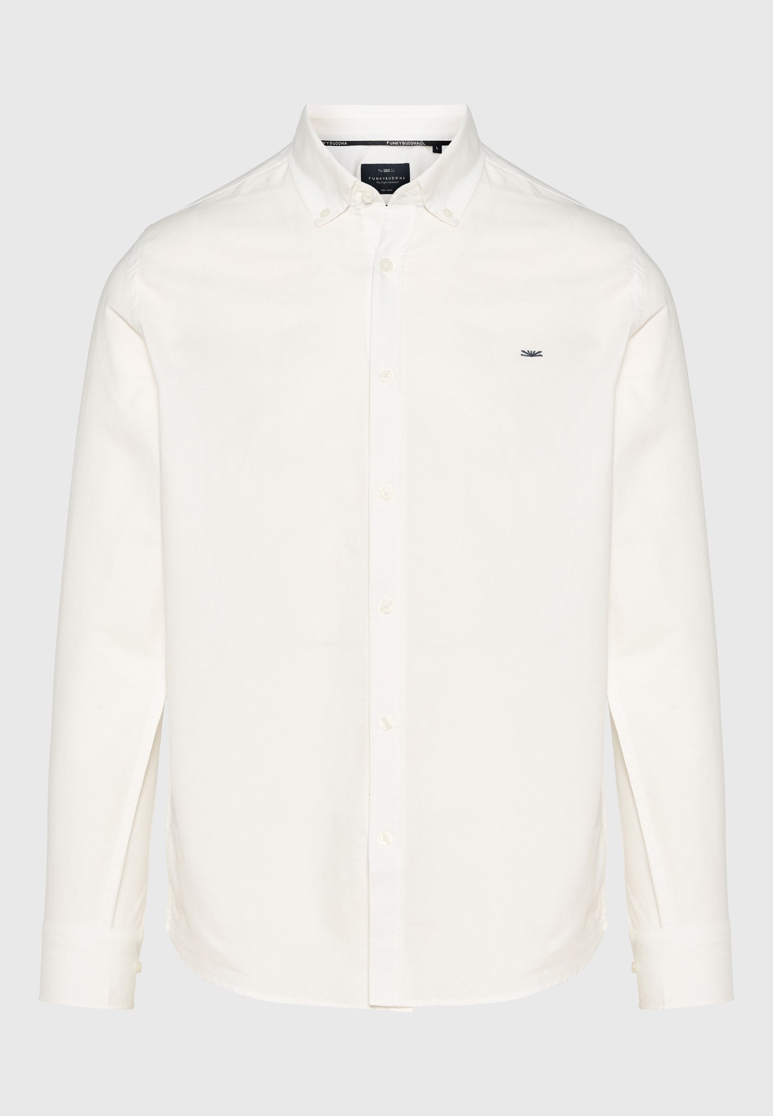 Funky Buddha Ανδρικό Basic Πουκάμισo από Βαμβάκι με Γιακά Button-Down Ρούχα Πουκάμισα Μονόχρωμα