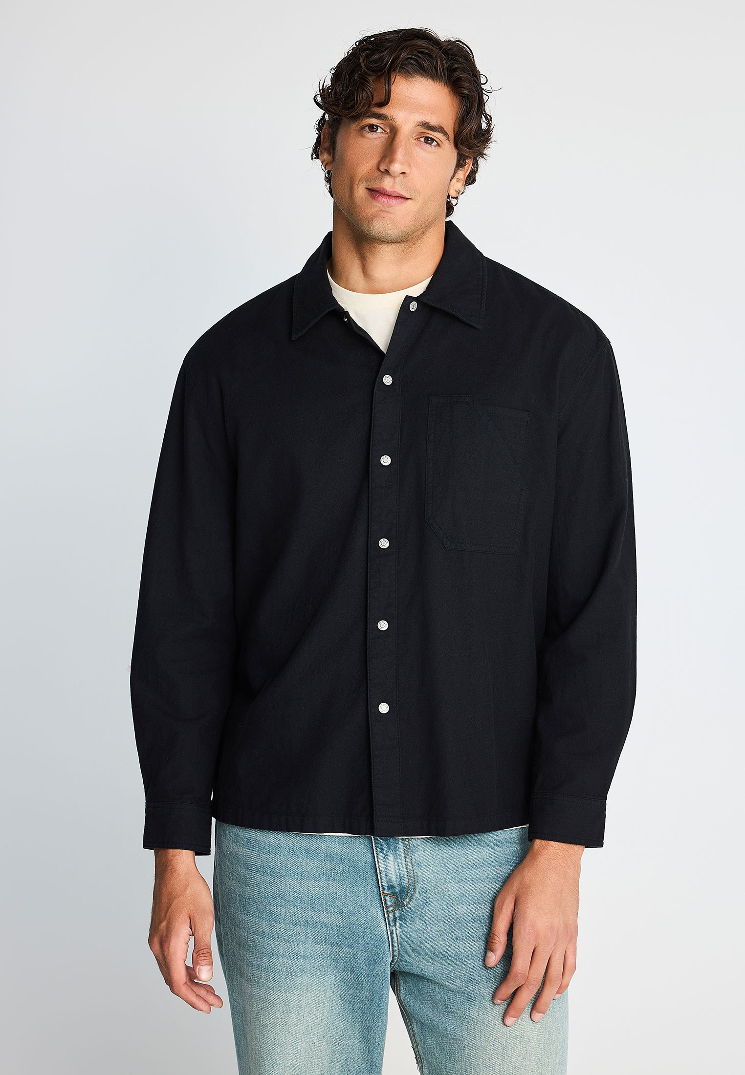 Ανδρικό oversized βαμβακερό πουκάμισο με τσέπη