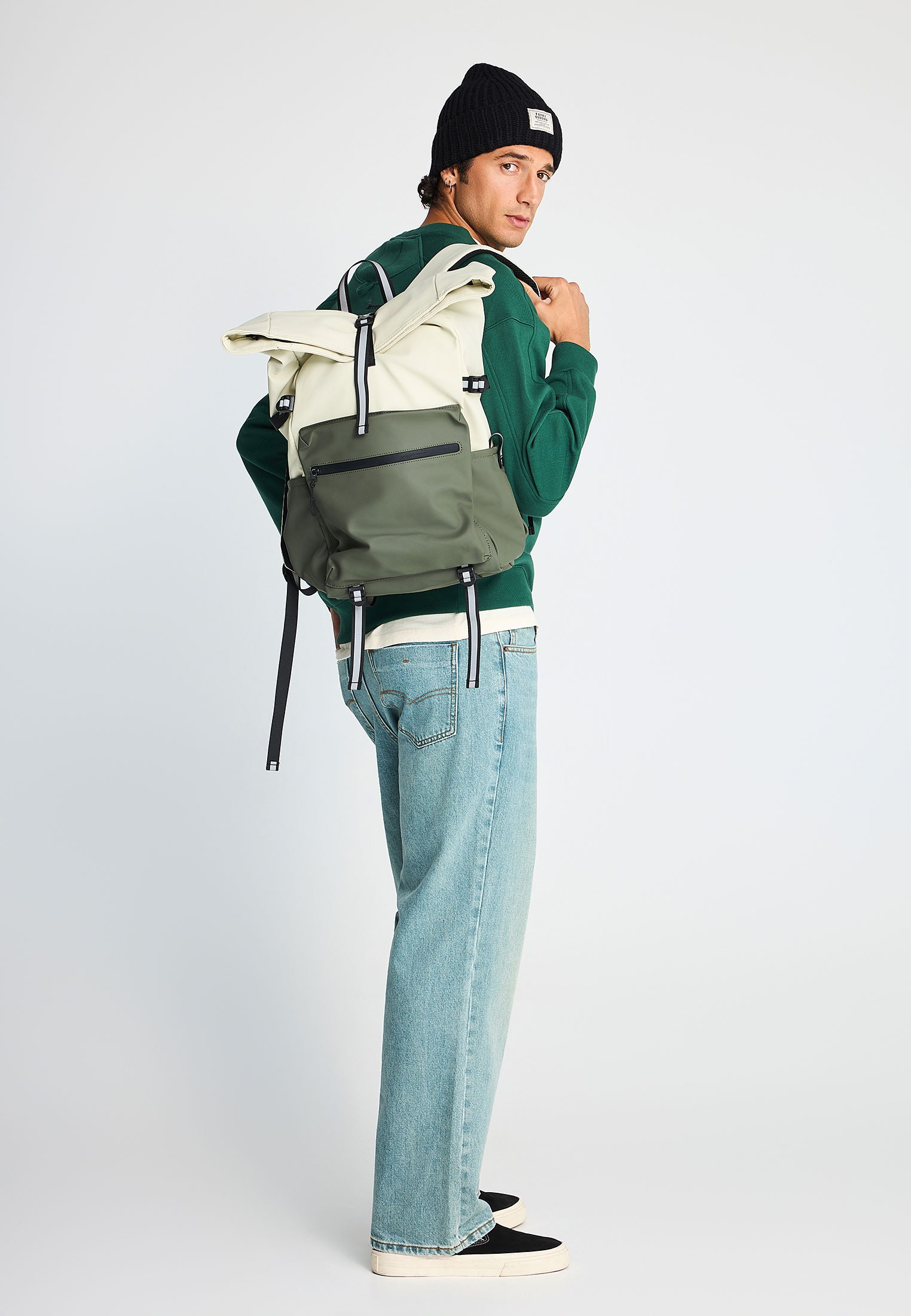 Ανδρικό urban roll-top σακίδιο πλάτης color block