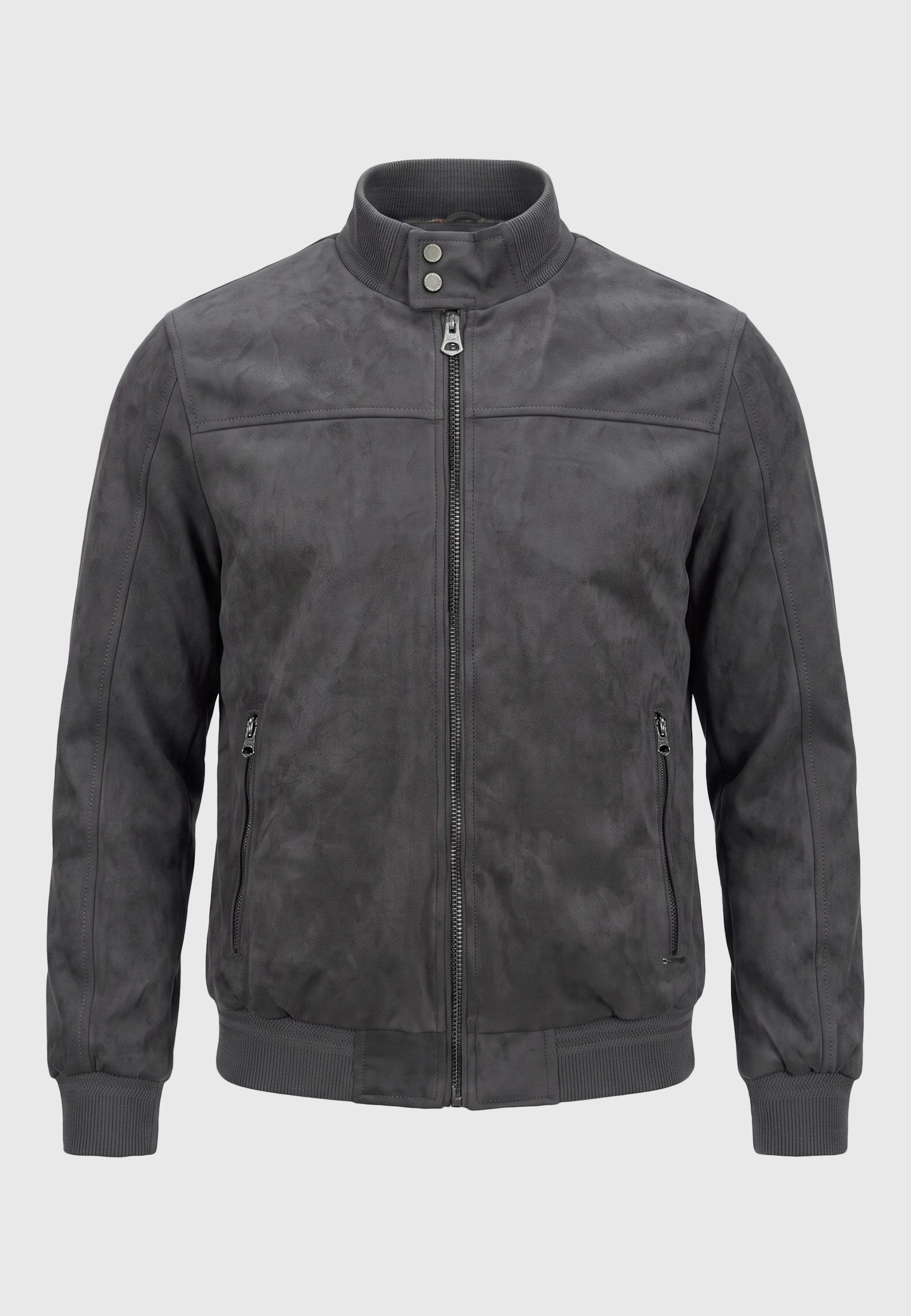 Suede bomber jacket με ζεστή καρό επένδυση