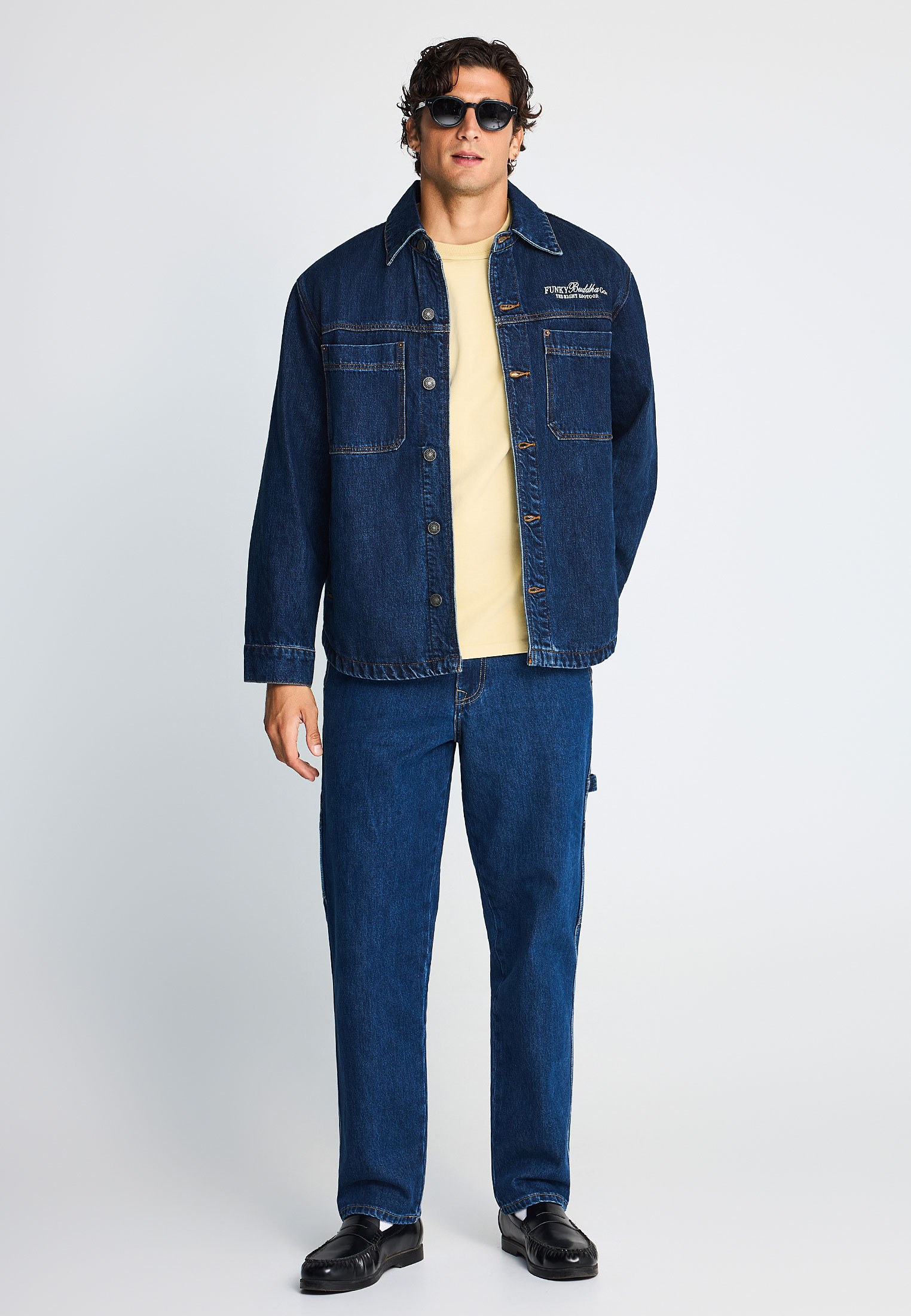 Funky Buddha Ανδρικό Τζιν Overshirt με Τσέπες Ρούχα Πουκάμισα Denim