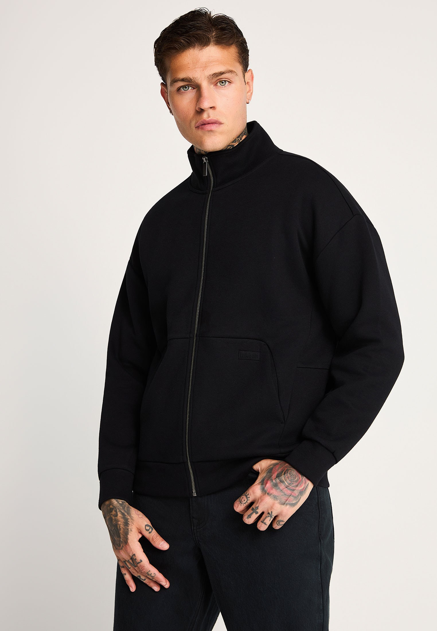 Ανδρική relaxed fit ζακέτα φούτερ με full-zip και όρθιο