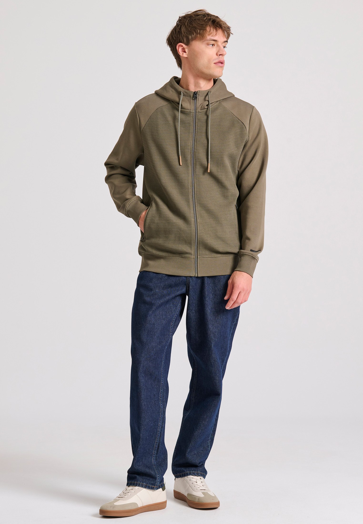 Ανδρική ζακέτα φούτερ με wafle weaving