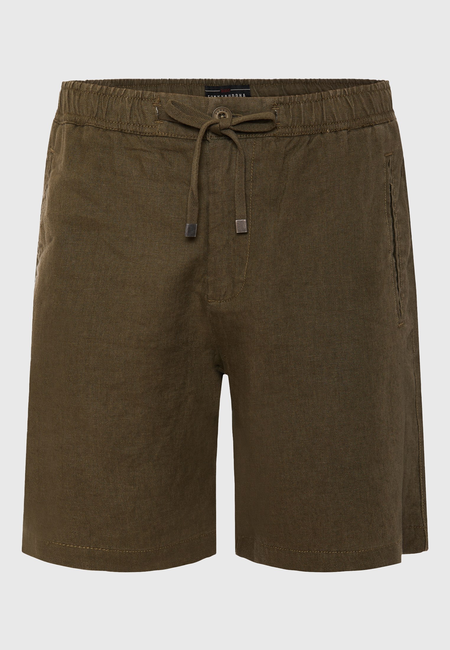 Comfort fit garment dyed βερμούδα από λινό φωτογραφία