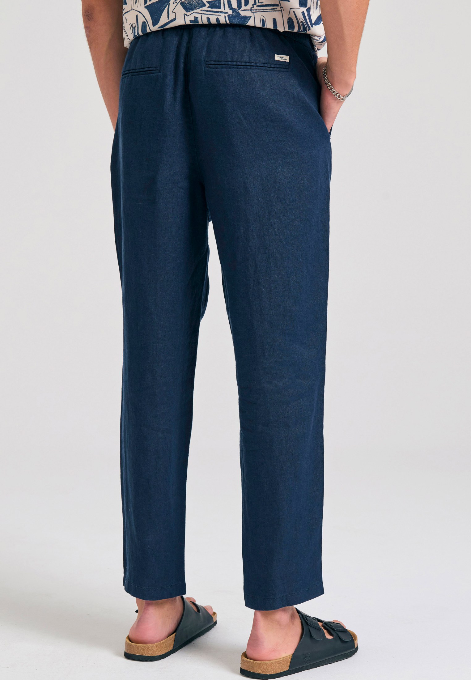 Ανδρικό comfort fit linen blend chino παντελόνι φωτογραφία