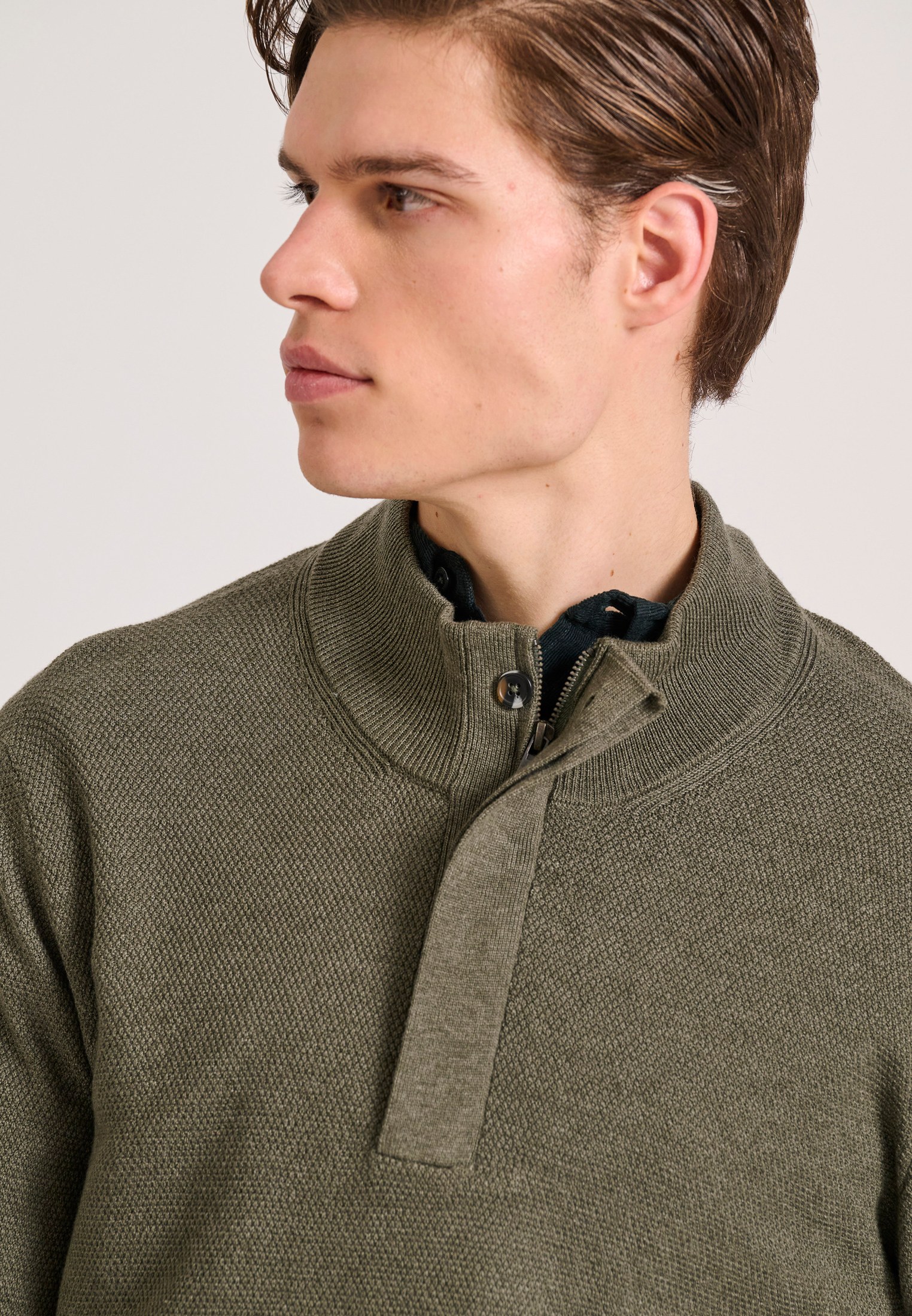 Half-zip πλεκτή μπλούζα με ανάγλυφη υφή Garage 55 φωτογραφία