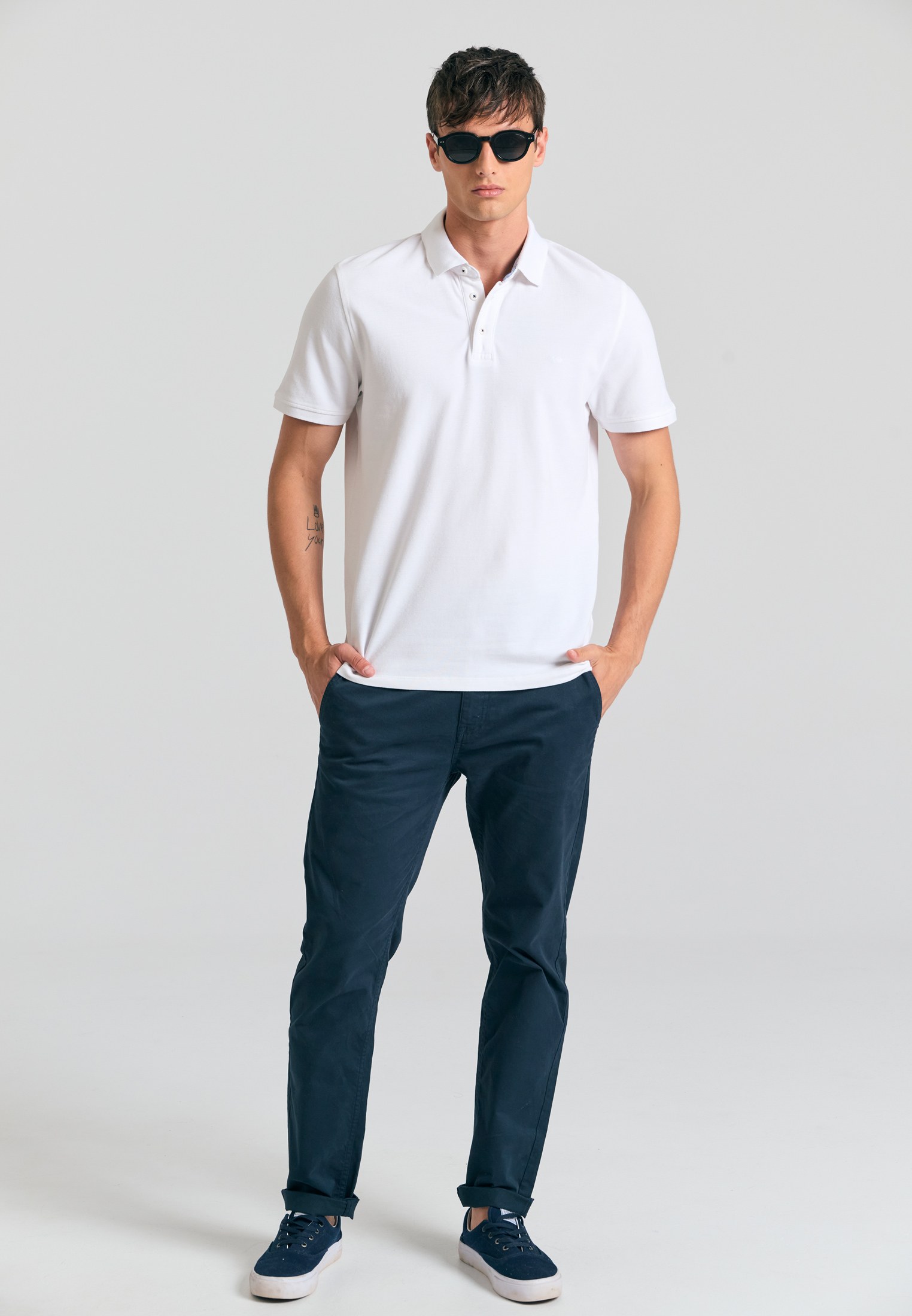 Men's Polo Shirts Funky Buddha White