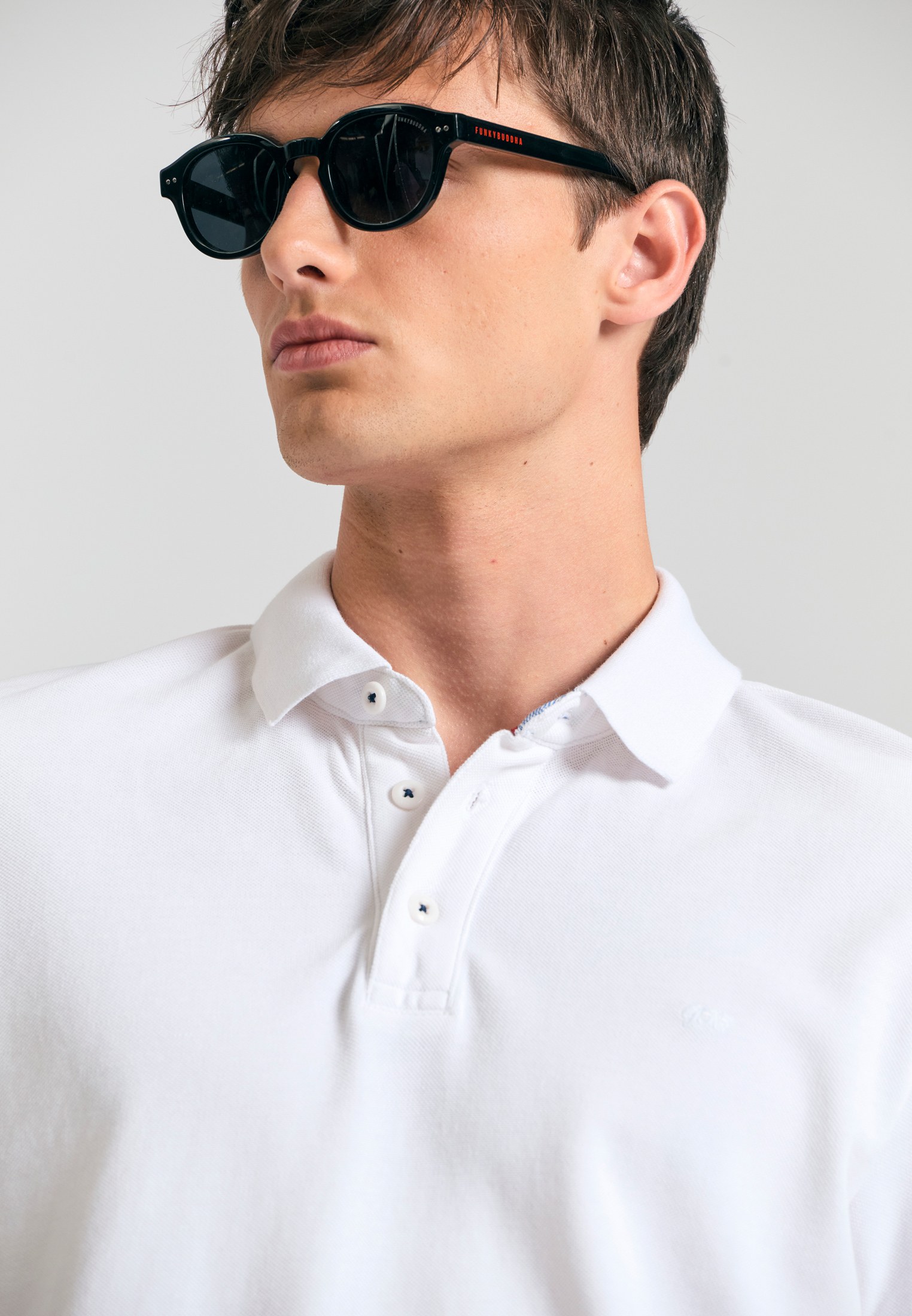 Men's Polo Shirts Funky Buddha White