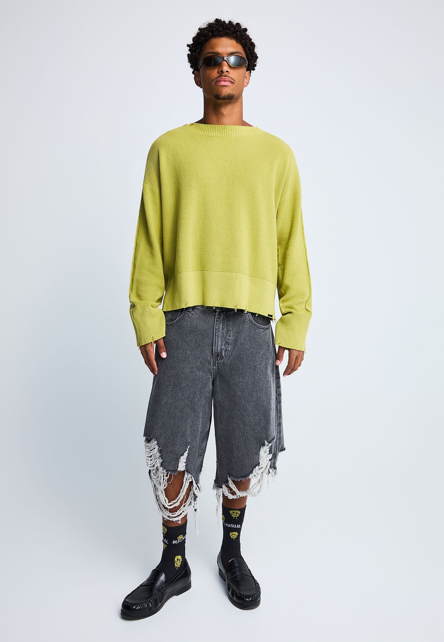 FNK.GRWN loose jean βερμούδα με φθορές