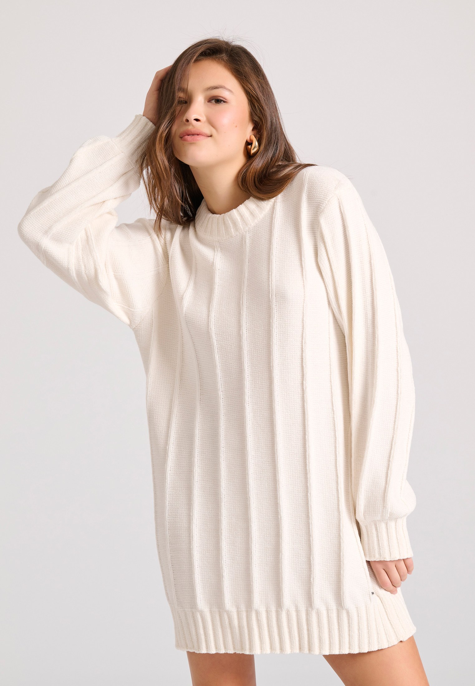 Μίνι σενίλ φόρεμα με σχέδιο στην πλέξη