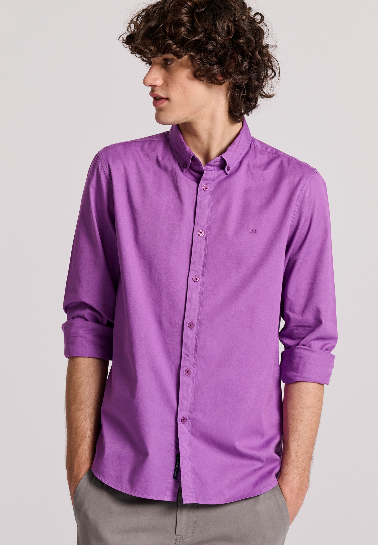 Ανδρικό βαμβακερό πουκάμισο garment dyed