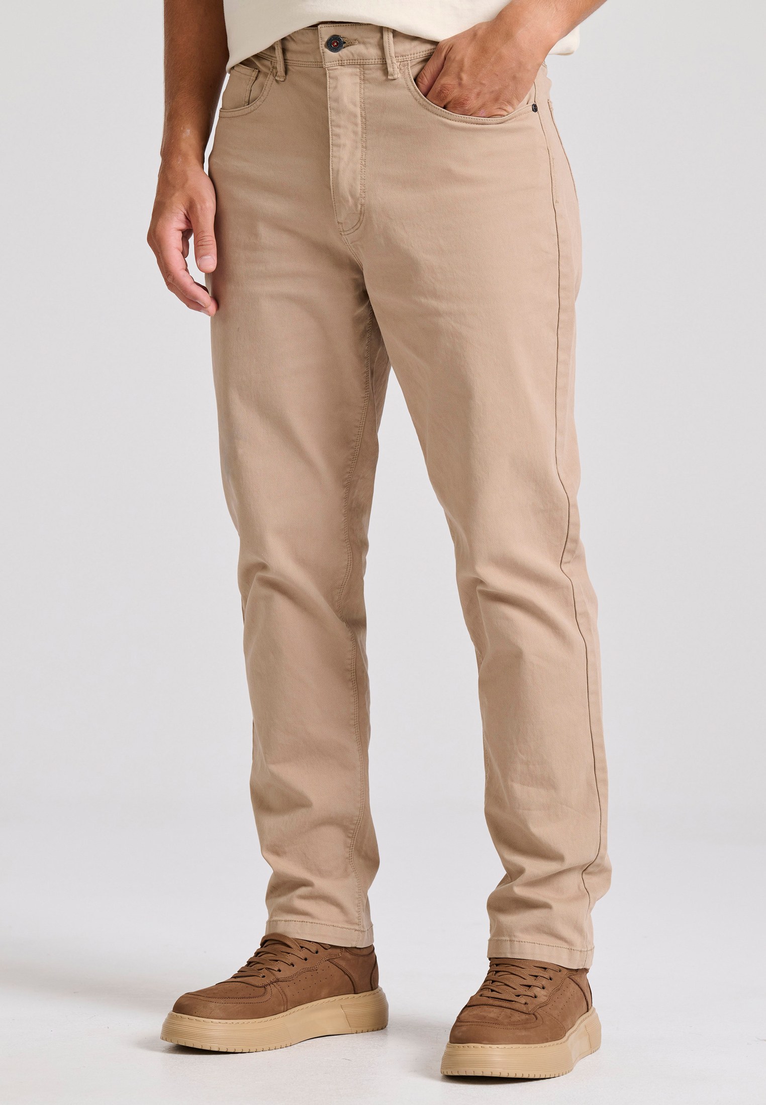 Loose tapered fit casual παντελόνι σε ζακάρ ύφανση