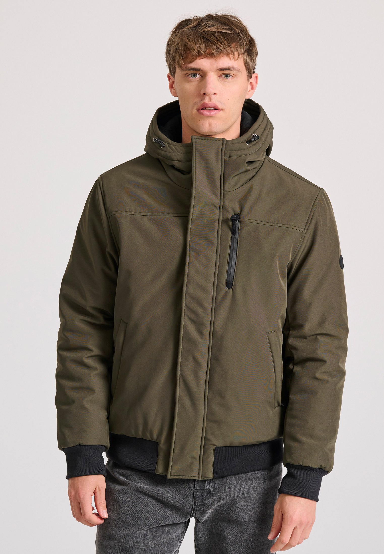 Ανδρικό bomber μπουφάν με κουκούλα