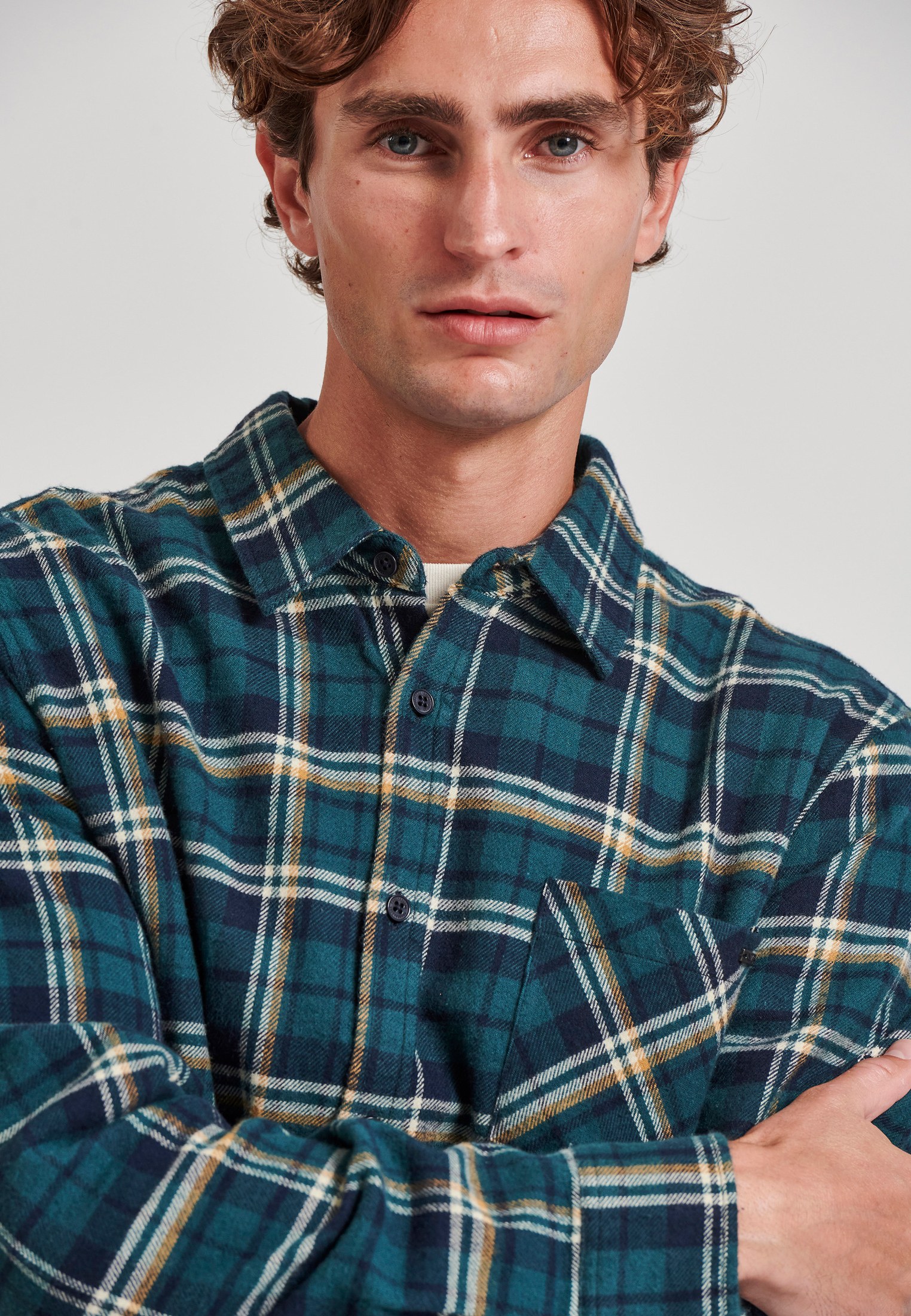 Flannel καρό πουκάμισο με τσέπη στο στήθος