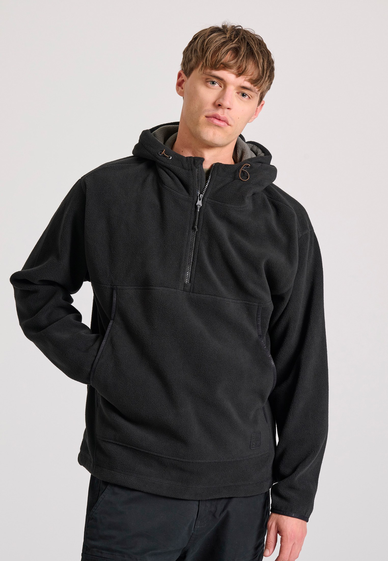 Oversized half-zip φούτερ με ρυθμιζόμενο κορδόνι