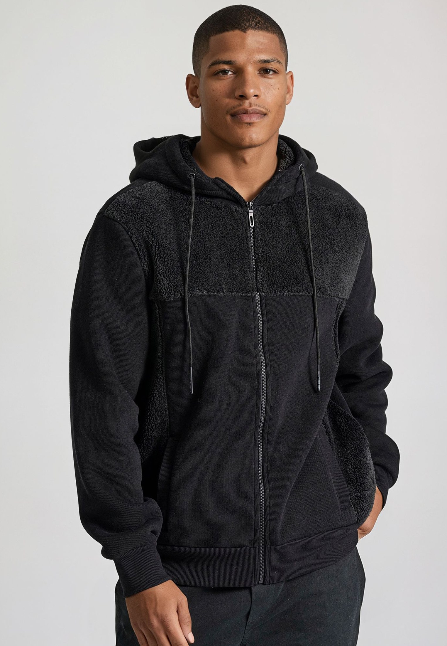 Oversized φούτερ ζακέτα με εσωτερική επένδυση