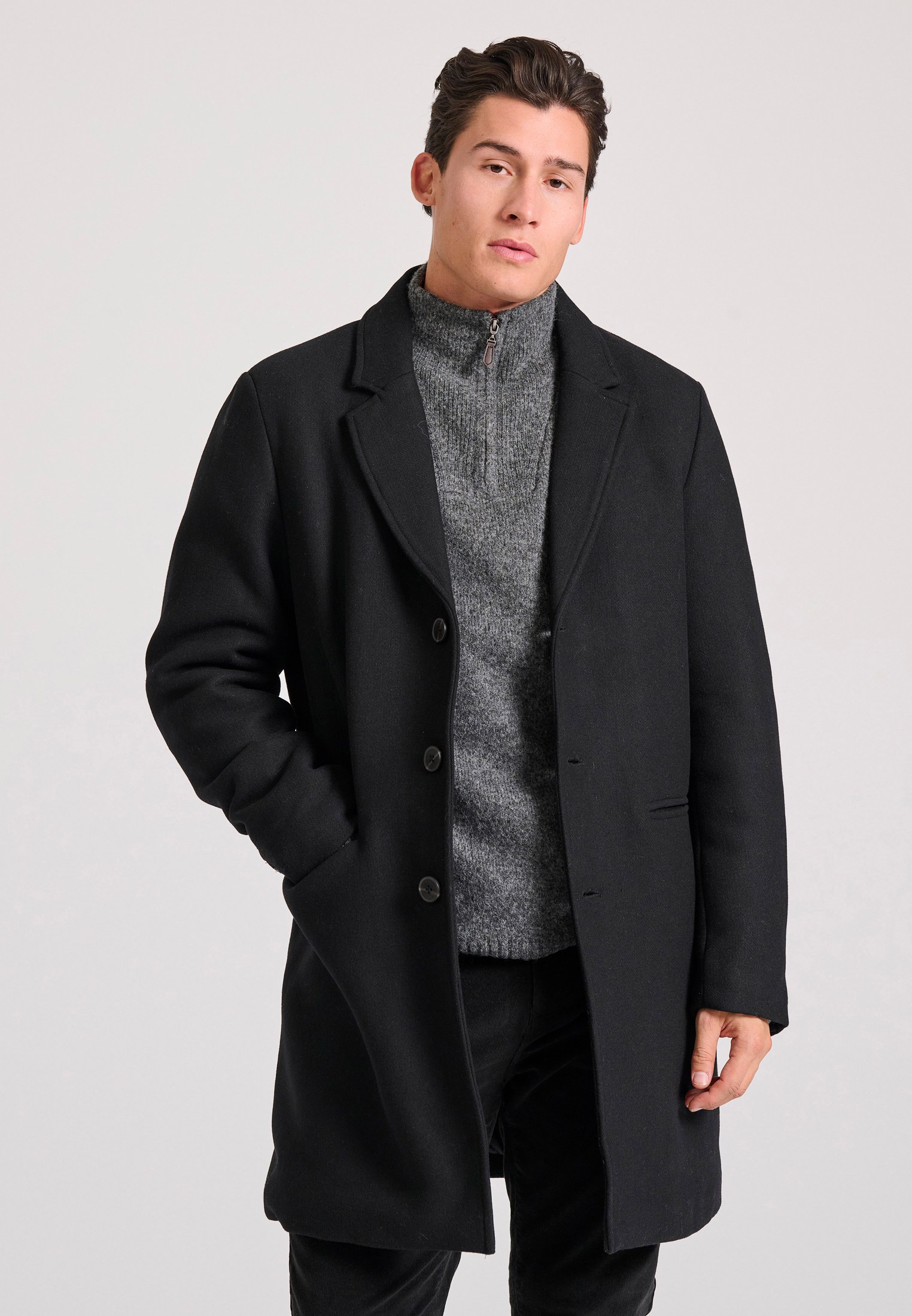 Ανδρικό wool blend παλτό με εσωτερική επένδυση