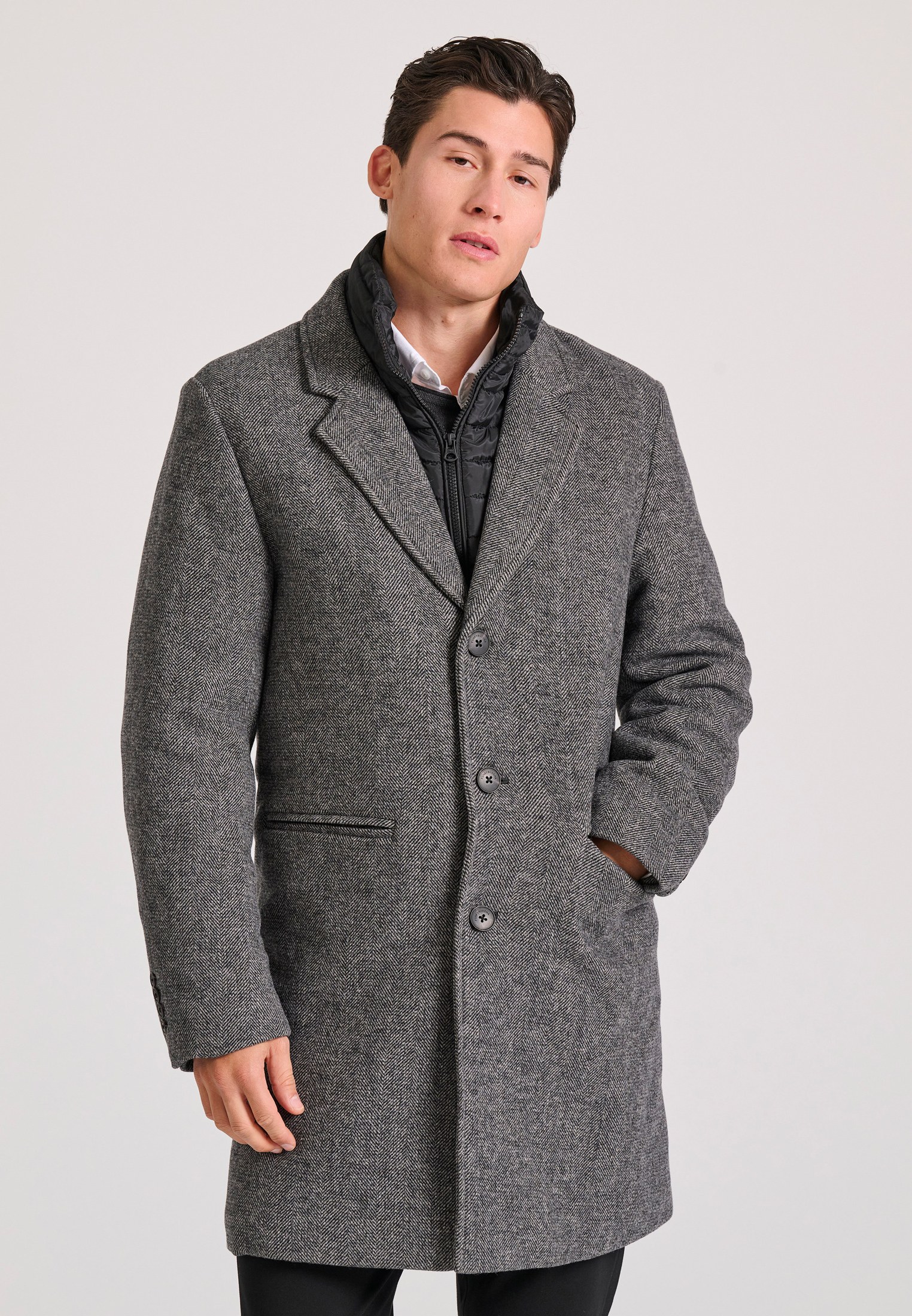 Ανδρικό wool blend παλτό με εσωτερική επένδυση