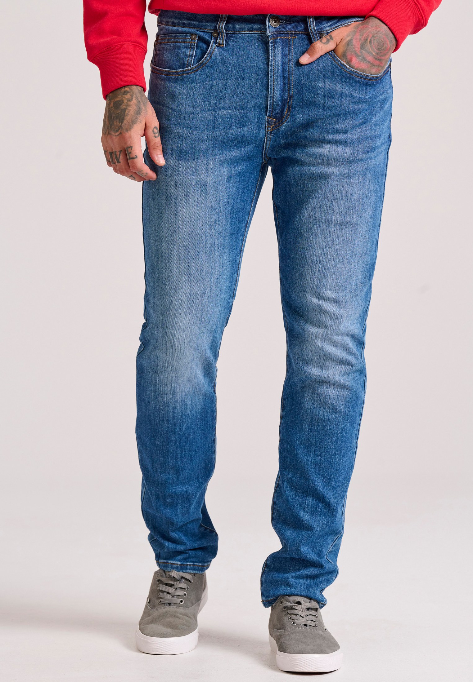 Slim tapered fit τζιν παντελόνι
