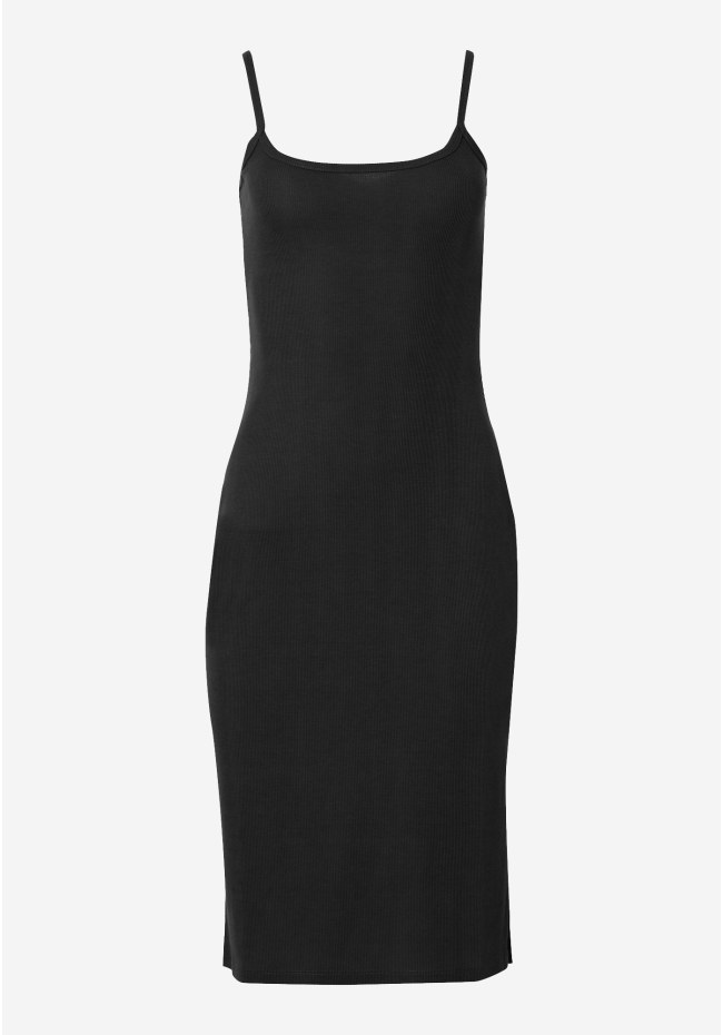 Rib dress with side slit