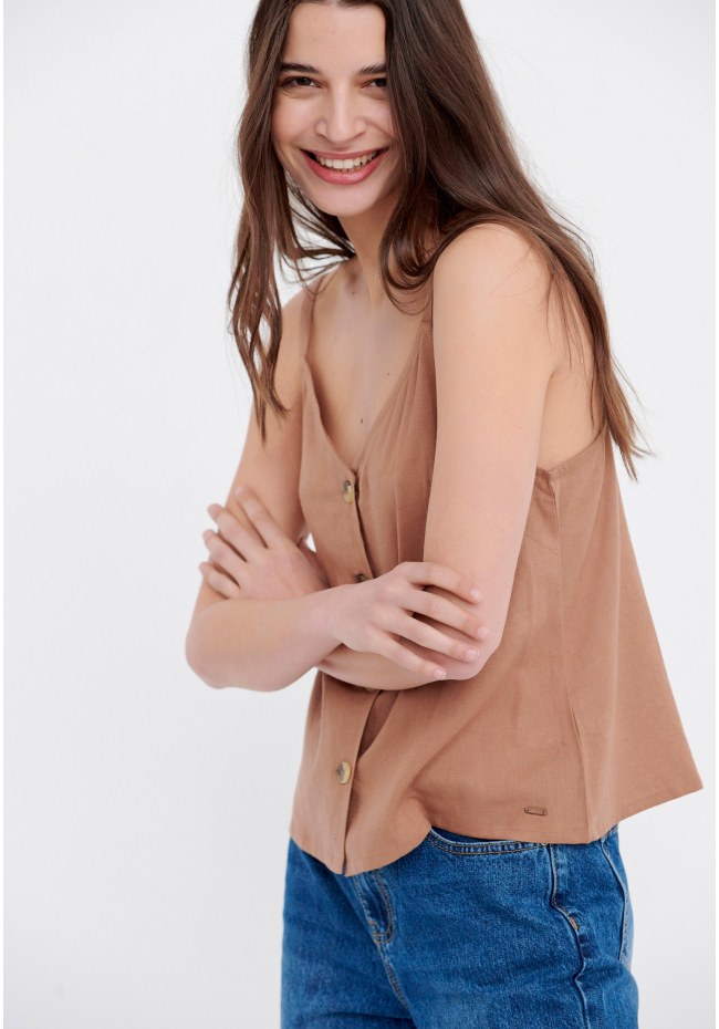 Μονόχρωμο τοπ με λινό