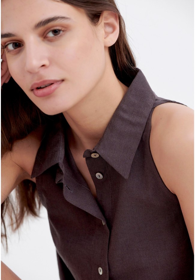 Loose fit πουκάμισο με λινό