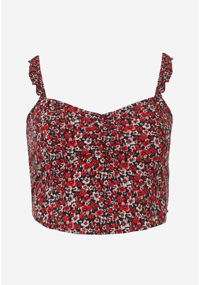 Εμπριμέ cropped top με φλοράλ τύπωμα