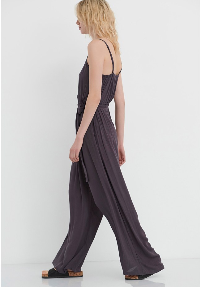 Viscose jumpsuit with front tie