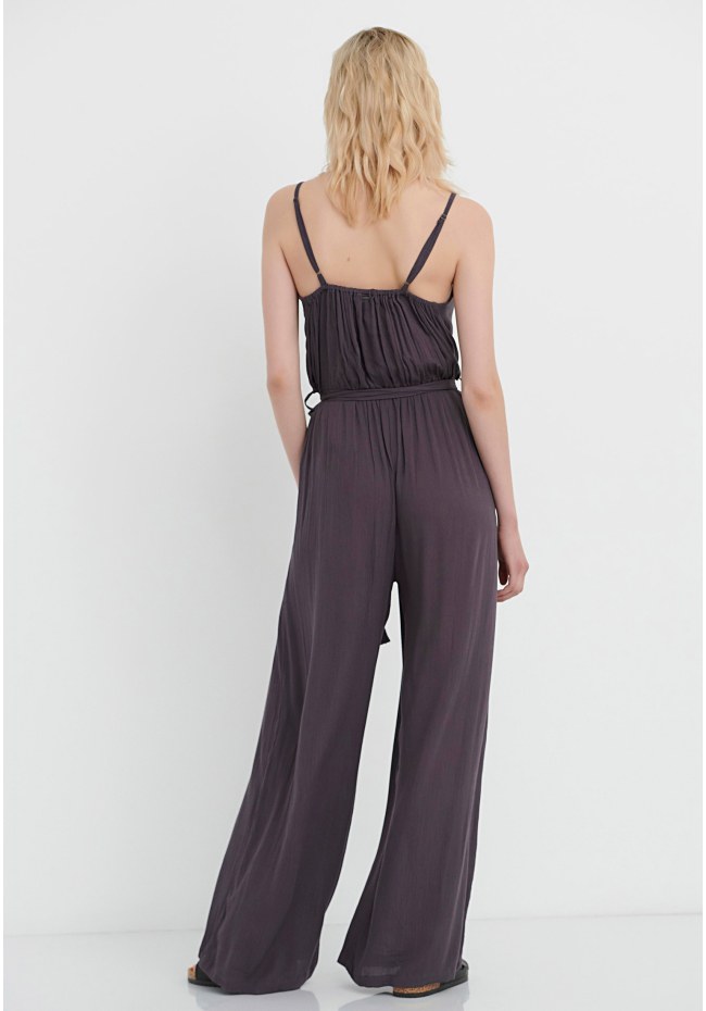 Viscose jumpsuit with front tie