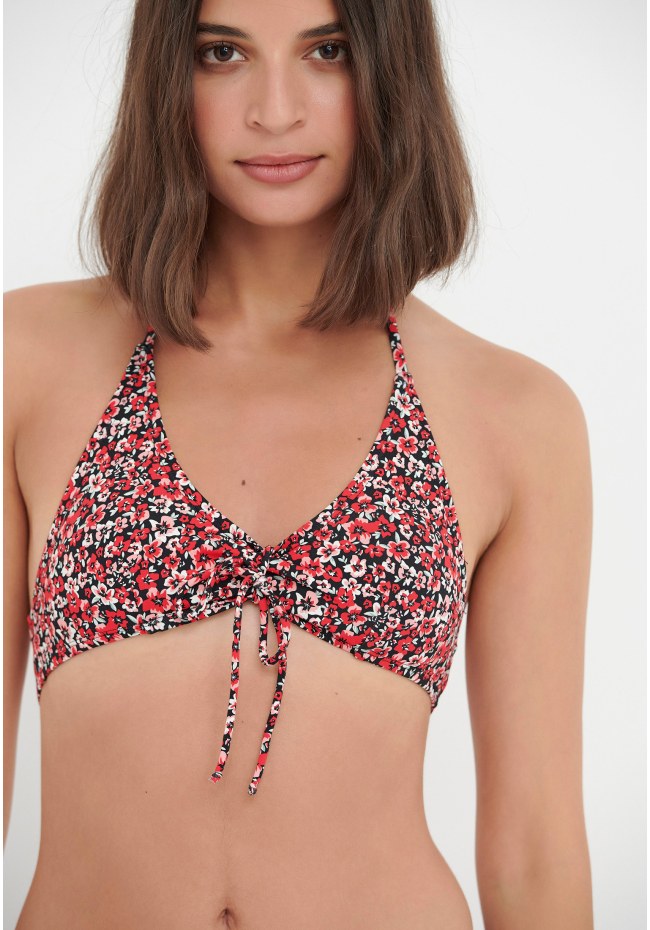 Halter neck bikini top in flower  print