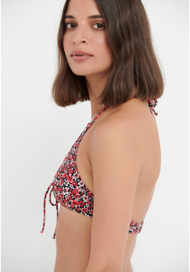 Halter neck bikini top in flower  print