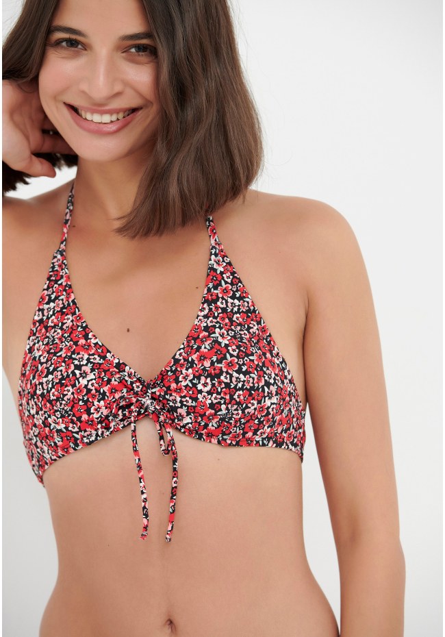 Halter neck bikini top in flower  print