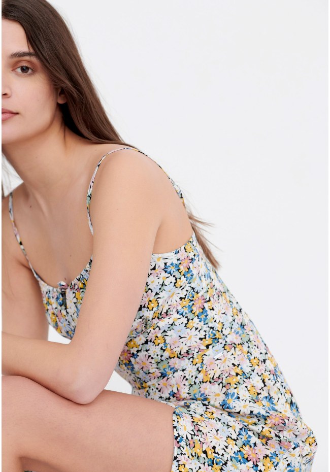 Midi φλοράλ φόρεμα με τιράντες