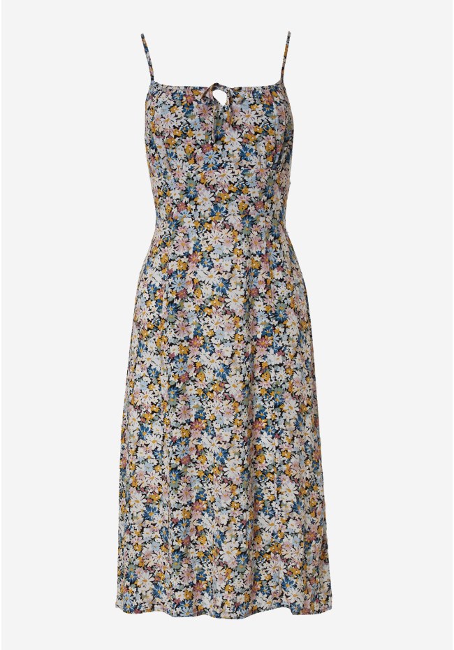 Midi φλοράλ φόρεμα με τιράντες