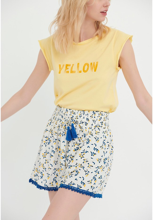Floral printed viscose shorts