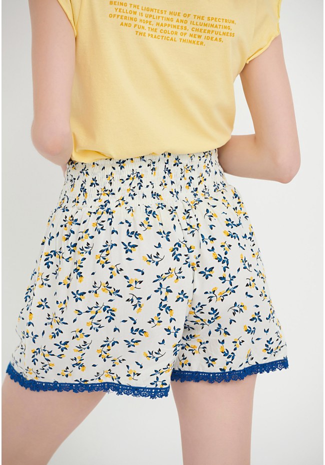 Floral printed viscose shorts