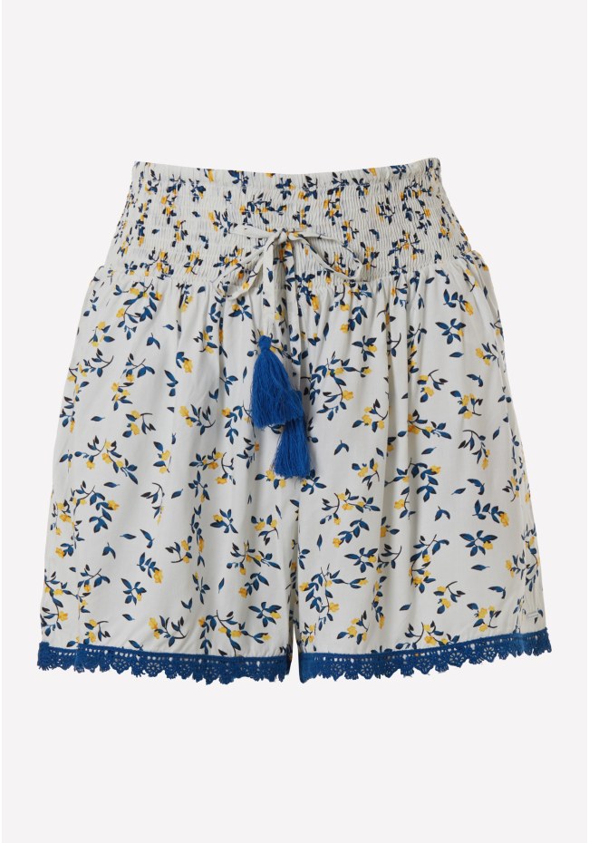 Floral printed viscose shorts