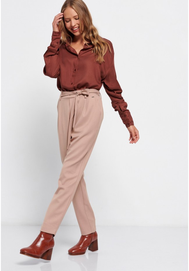 Casual trousers with elasticated waistband