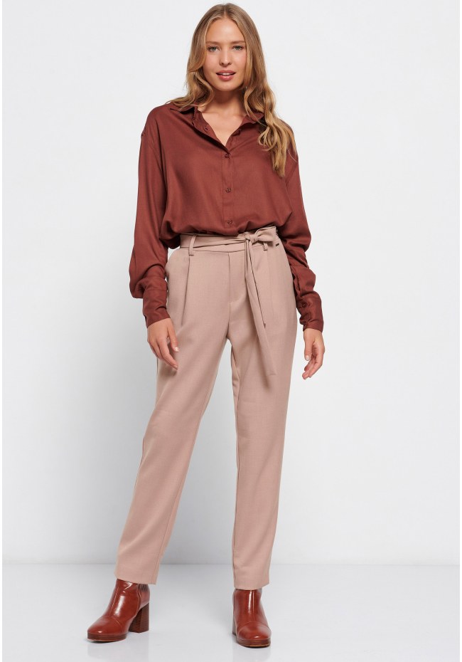 Casual trousers with elasticated waistband