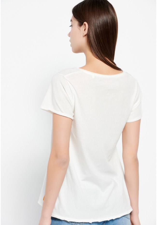 Βαμβακερό t-shirt με άνοιγμα V